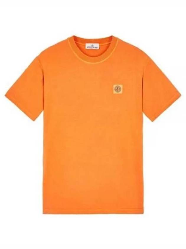 Pisato Effect Logo Patch Short Sleeve T-Shirt Orange - STONE ISLAND - BALAAN 2