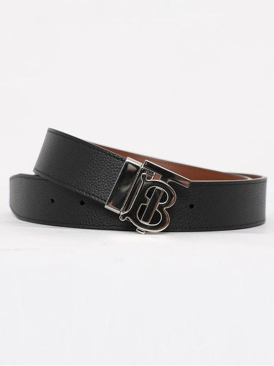 Reversible Monogram Leather Belt Black - BURBERRY - BALAAN 2