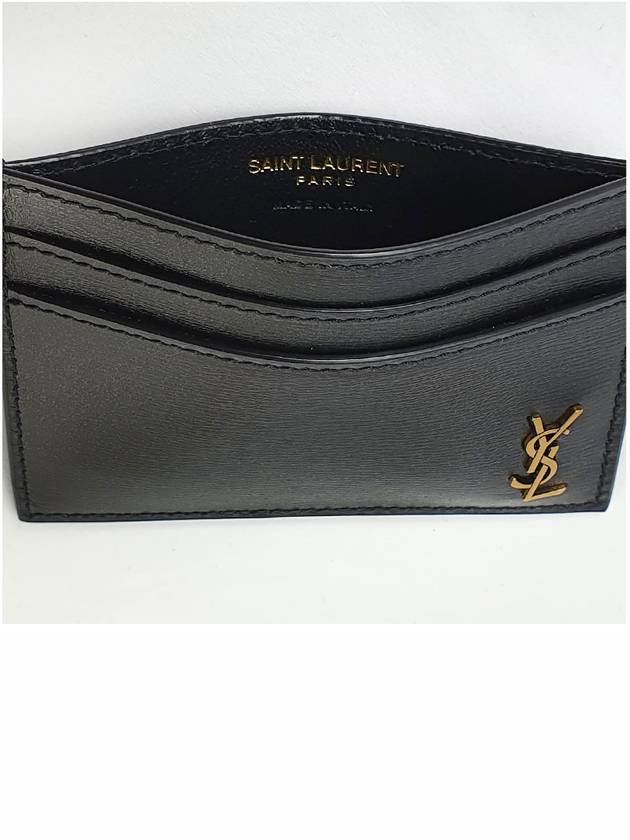 Tiny Monogram Shiny Leather Card Case Black - SAINT LAURENT - BALAAN 7