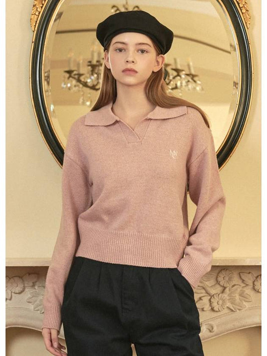 Women's Delight Wool Collar Knit Top Pink - MICANE - BALAAN 2