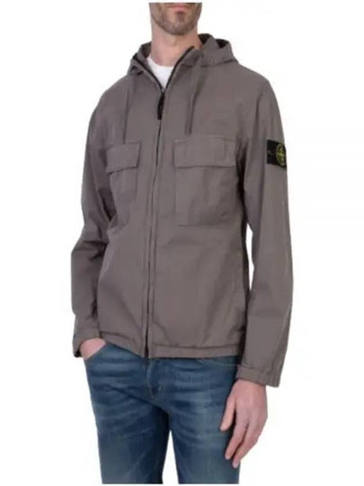 Cotton Twill Stretch Hooded Jacket Dove Grey - STONE ISLAND - BALAAN 2