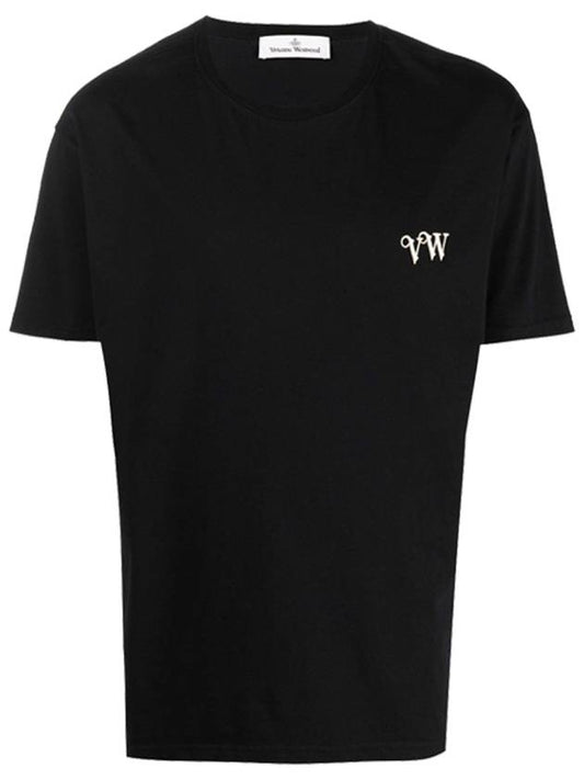 VW logo embroidered short sleeve t-shirt black - VIVIENNE WESTWOOD - BALAAN.