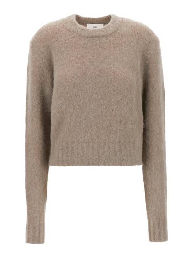 Brushed Round Neck Knit Top Grey - AMI - BALAAN 1