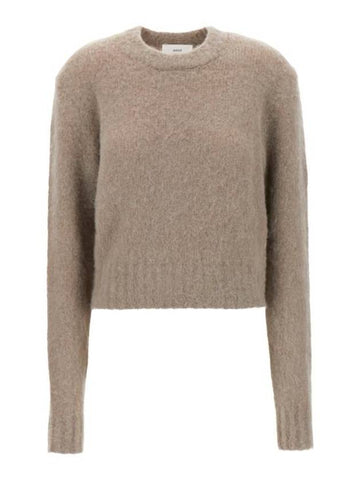 Brushed Round Neck Knit Top Grey - AMI - BALAAN 1