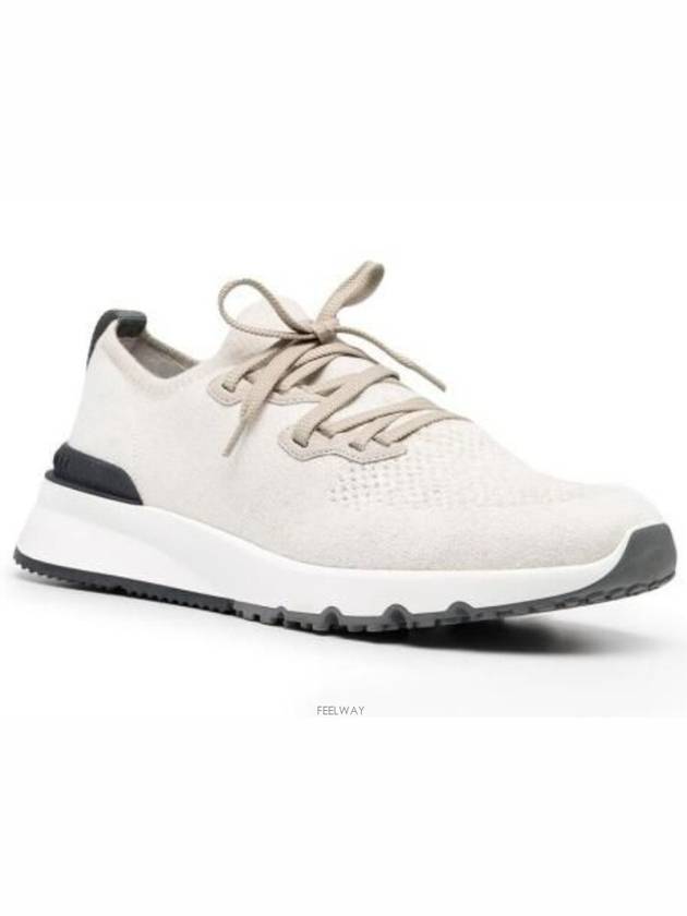Stretch Knit Low Top Sneakers White - BRUNELLO CUCINELLI - BALAAN 3