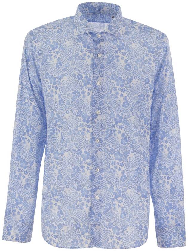 Printed stretch cotton voile shirt - FEDELI - BALAAN 1