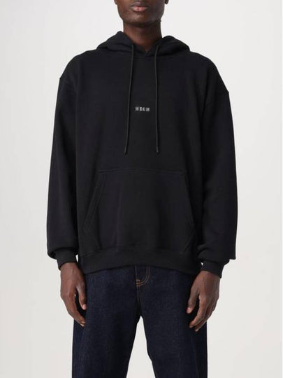 Logo Print Cotton Hoodie Black - MSGM - BALAAN 2