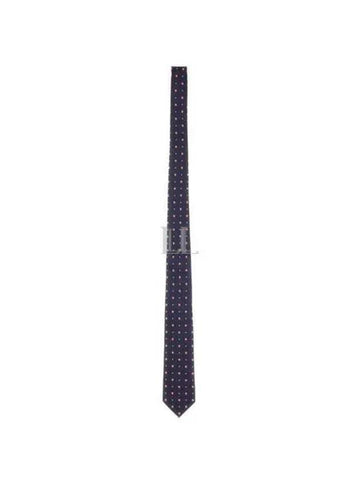 Floral Jacquard Silk Tie Navy - VALENTINO - BALAAN 1