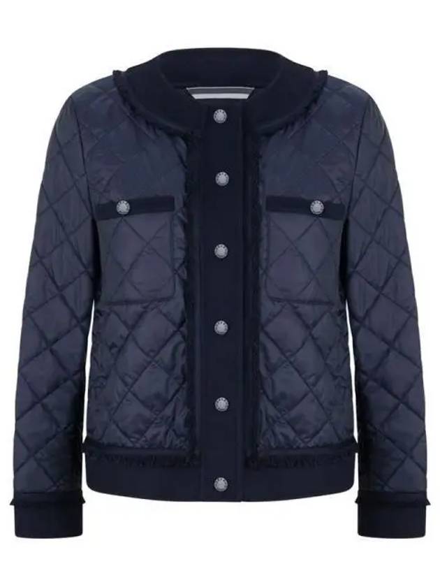 Ferro Short Quilted Fringing Jacket Navy - MAX MARA - BALAAN 2