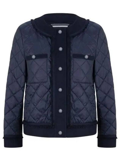 Ferro Short Quilted Fringing Jacket Navy - MAX MARA - BALAAN 2