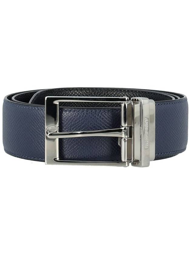 Reversible Grainy Leather Belt Navy Black - BURBERRY - BALAAN 2