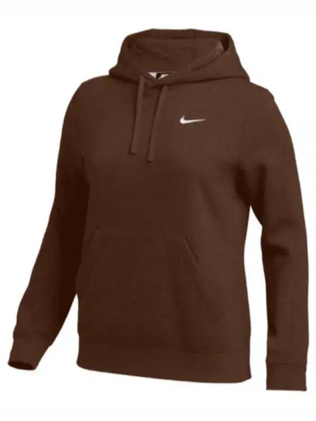 Logo Team Club Pullover Hooded Top Brown - NIKE - BALAAN.