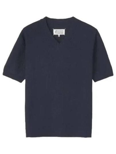 V-Neck Knit Top Navy - MAISON MARGIELA - BALAAN 2