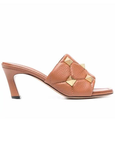 Roman Stud Slipper Heels Brown - VALENTINO - BALAAN 1