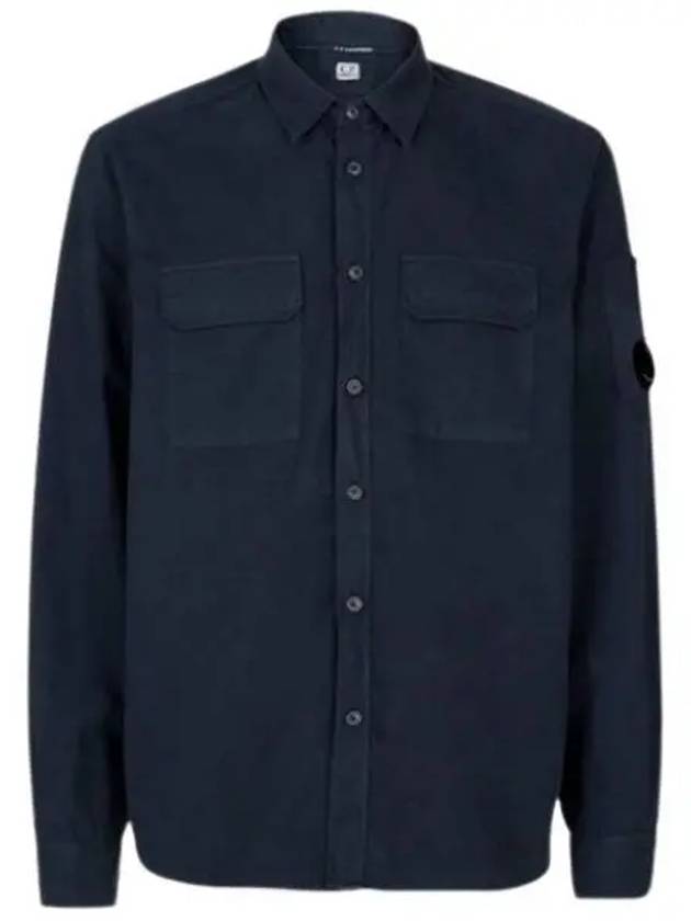 Men's Gabardine Lens Wappen Long Sleeve Shirt Navy - CP COMPANY - BALAAN 2