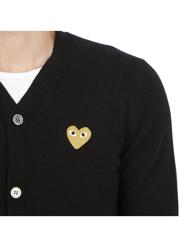 Comme des Gar ons Gold Wappen Wool V Neck Cardigan Black - COMME DES GARCONS PLAY - BALAAN 9