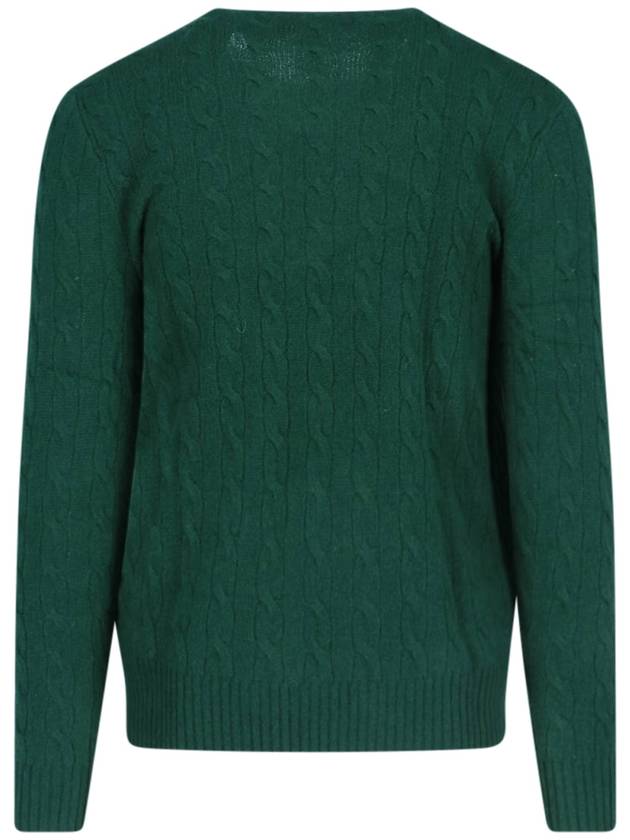 Embroidered Logo Cable Knit Top Green - POLO RALPH LAUREN - BALAAN 3