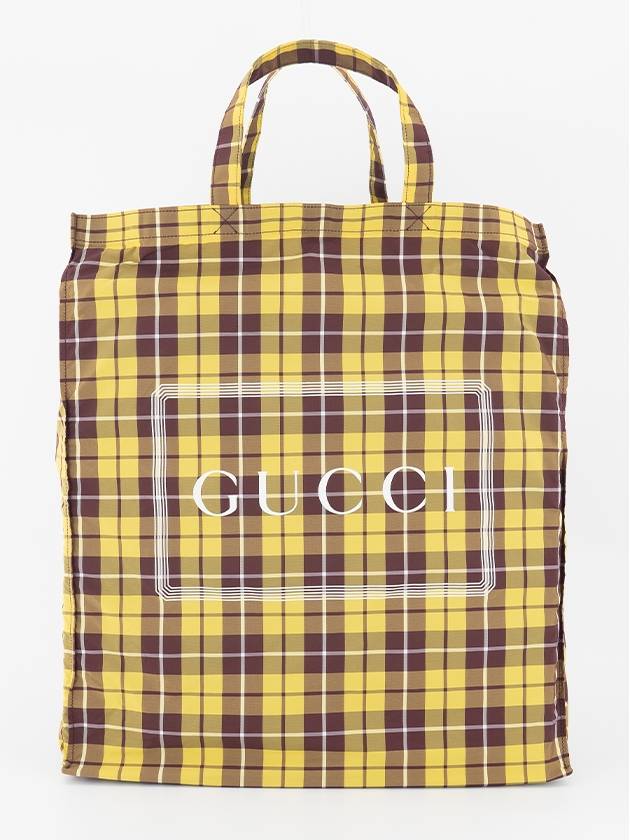 Logo Print Check Medium Tote Bag Yellow Purple - GUCCI - BALAAN 2