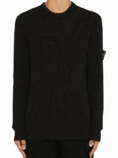 Crewneck Full Rib Wool Knit Top Melange Charcoal - STONE ISLAND - BALAAN 2