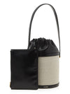 Draw Strung Small Bucket Bag White Black - JIL SANDER - BALAAN.