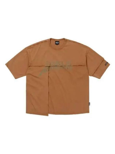 Tri Logo Mixed Washed Short Sleeve T Shirt Camel - AJOBYAJO - BALAAN 1