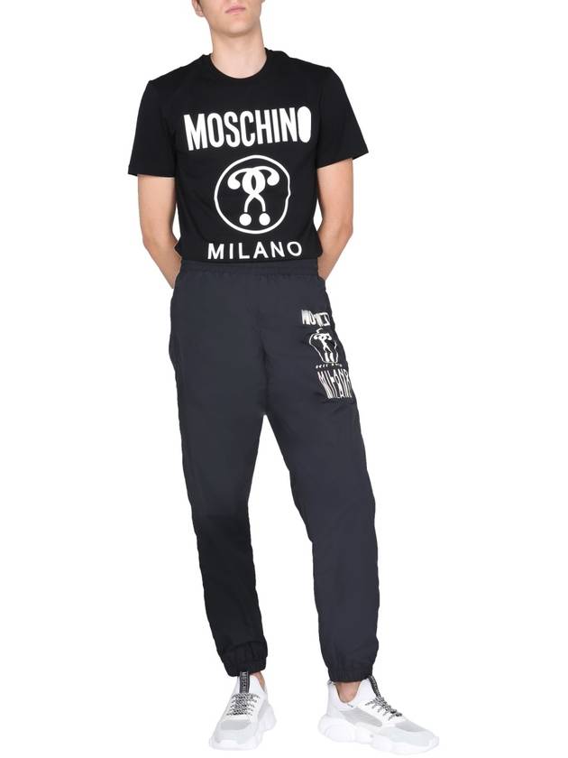 Men's Logo Print Nylon Jogger Track Pants Black - MOSCHINO - BALAAN 3