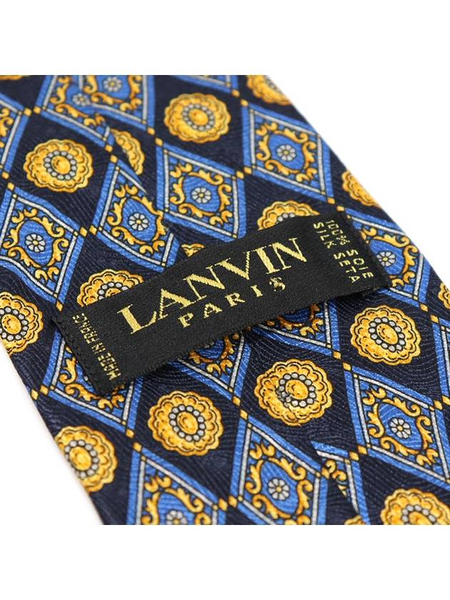 100 silk navy diamond pattern tie - LANVIN - BALAAN 7