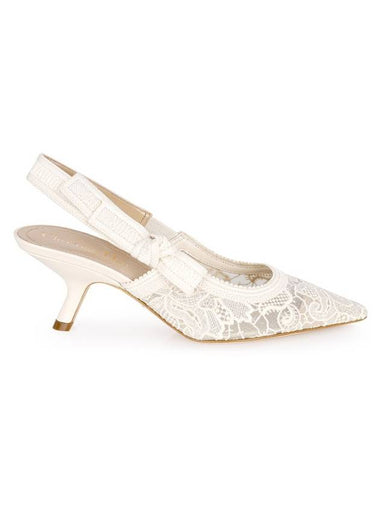 Women's Lace Slingback Heels White - DIOR - BALAAN 1