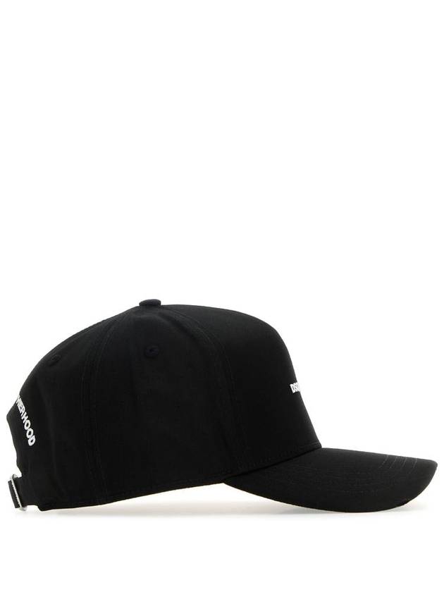 Baseball Logo Print Cotton Ball Cap Black - DSQUARED2 - BALAAN 3