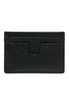 Classic Logo Grain Leather Card Wallet Black - TOM FORD - BALAAN 3