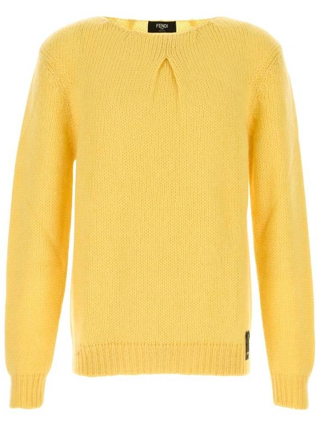 Crew Neck Mohair Knit Top Yellow - FENDI - BALAAN 2