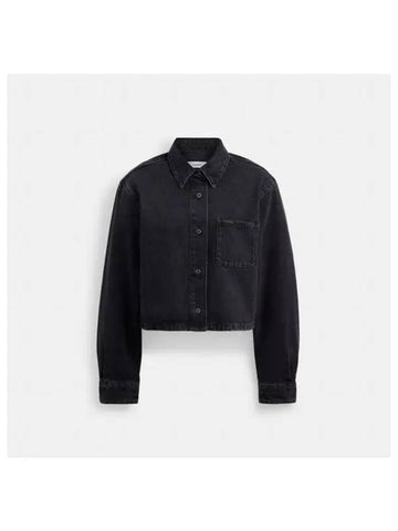 Cropped Denim Button Down Organic Cotton CX117 BLK - COACH - BALAAN 1