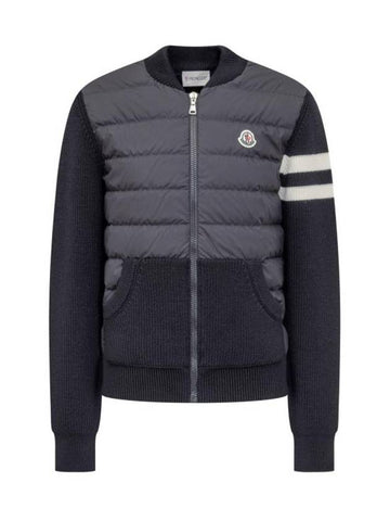 Kids Padded Wool Cardigan Royal Blue - MONCLER - BALAAN 1