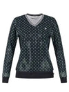 Women s V neck Star Pattern Mesh Long Sleeve Golf Shirt BMU4M614W - LUX GOLF - BALAAN 3