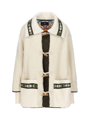 Women's Toggle Fur Jacket White - ETRO - BALAAN 1