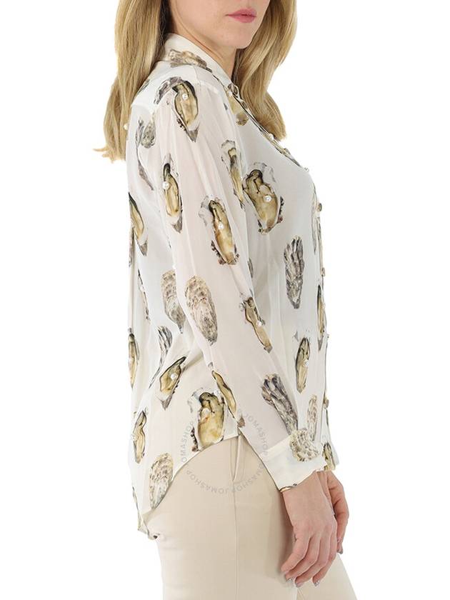 Print Embossed Long Sleeve Shirt Ivory - BURBERRY - BALAAN 3