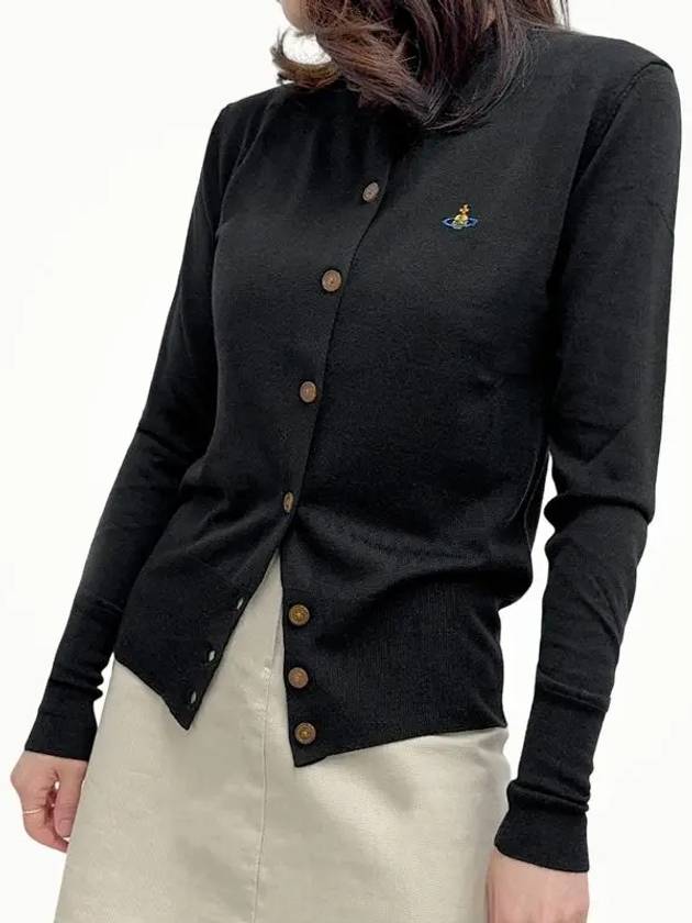 Bea Embroidered Logo Cardigan Black - VIVIENNE WESTWOOD - BALAAN 2