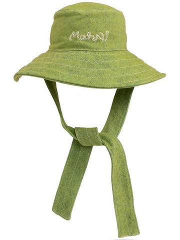 Embroidered Logo Bucket Hat Green - MARNI - BALAAN 1