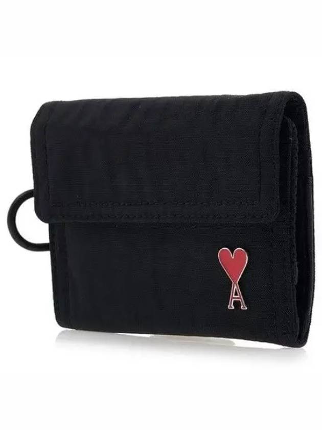 Signature Heart Logo D Ring Half Wallet Black - AMI - BALAAN 3