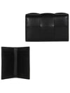 Intrecciato Cassette Leather Flap Card Wallet Black - BOTTEGA VENETA - BALAAN 2