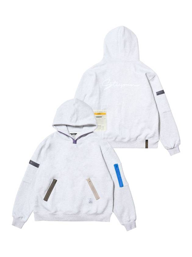 Zipper Oversized Hoodie White Melange - STIGMA - BALAAN 2