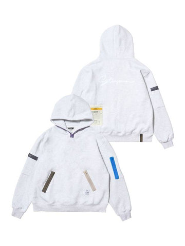 Zipper Oversized Hoodie White Melange - STIGMA - BALAAN 1