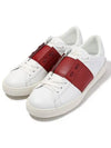 Men's Hidden Open Band Low Top Sneakers White Burgundy - VALENTINO - BALAAN 3