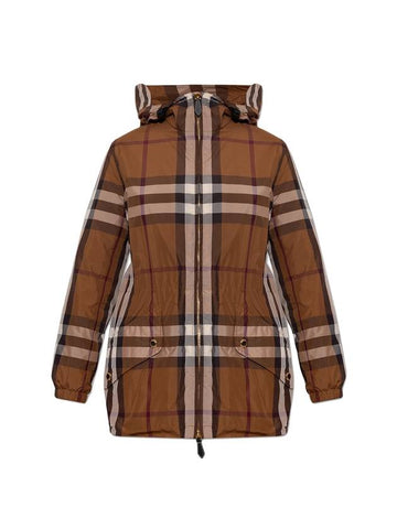 Women's Check Light Hooded Jacket Brown - BURBERRY - BALAAN 1