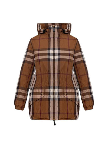 Women's Check Light Hooded Jacket Brown - BURBERRY - BALAAN 1