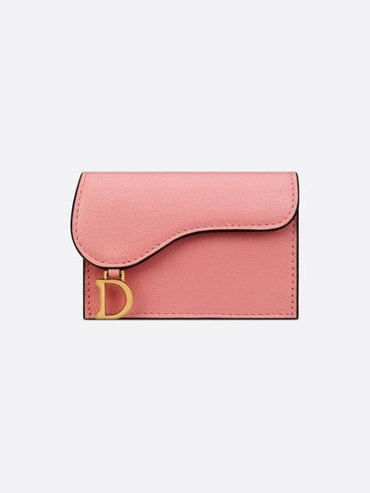 Saddle Bloom Goatskin Flap Card Wallet Light Pink - DIOR - BALAAN 2