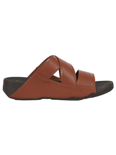 Peep Toe Cross Strap Comfort Slippers Brown - FITFLOP - BALAAN 1