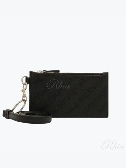 Logo Perforated Neck Strap Card Wallet Black - BALENCIAGA - BALAAN 2