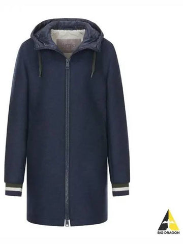 Virgin wool hooded coat navy GC00007UR 33325 - HERNO - BALAAN 1