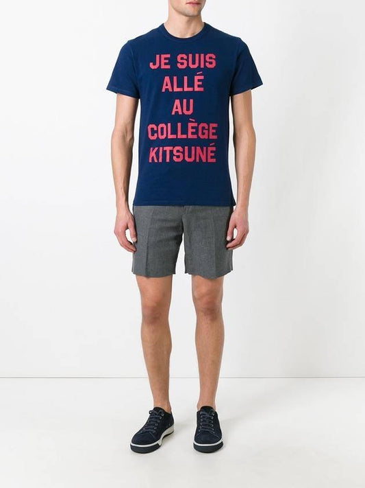 Maison Kitsune JE SUIS ALLE Print TShirt Navy SS17M710 - MAISON KITSUNE - BALAAN 2